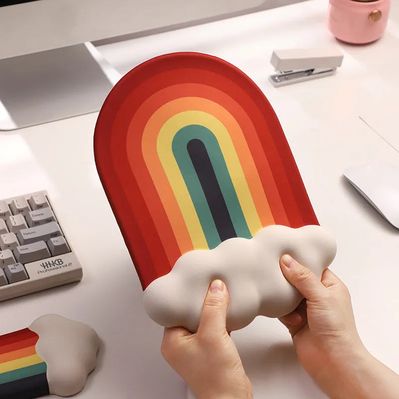 Silica gel wrist rest mouse pad and keyboard support set in cloud pattern design