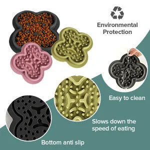 Silicone slow feeder lick mat for pets in blue, with textured surface and raised edges.