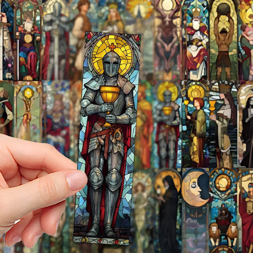 Set of 30 cute painted glass tarot paper bookmarks with handmade style designs including QH389.