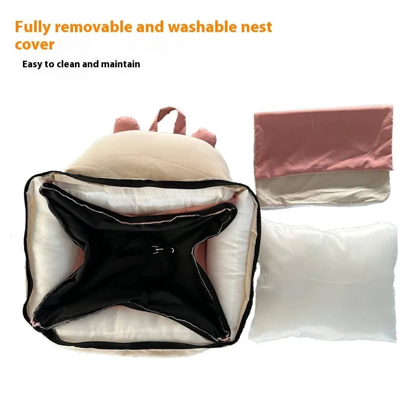 Removable washable dog car kennel in beige, shown in a vehicle boot with size options M and L.