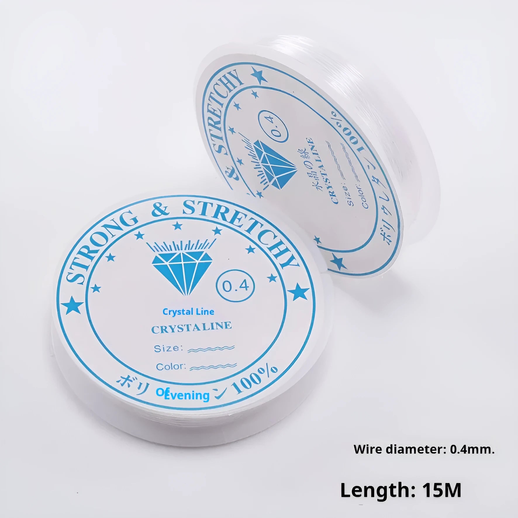 Transparent white elastic fishing line reel for jewellery making with multiple diameter options