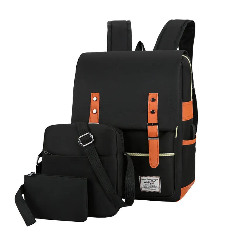 Three-piece business backpack in Oxford cloth with curved shoulder straps, waterproof design for business travel