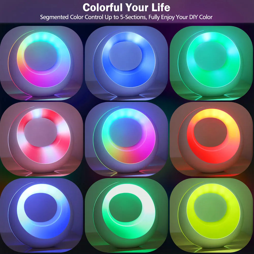 Creative Touch small RGB colour changing desk lamp with remote control on wooden desk