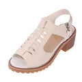 Women's retro sandals with side zipper in black, creamy white, and white colours