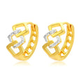 Gold geometric hollow-out earrings with colour separation ear clip