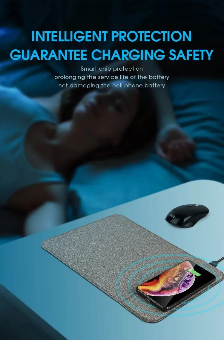 Foldable cloth phone holder showing wireless charging capability with 10W fast charging