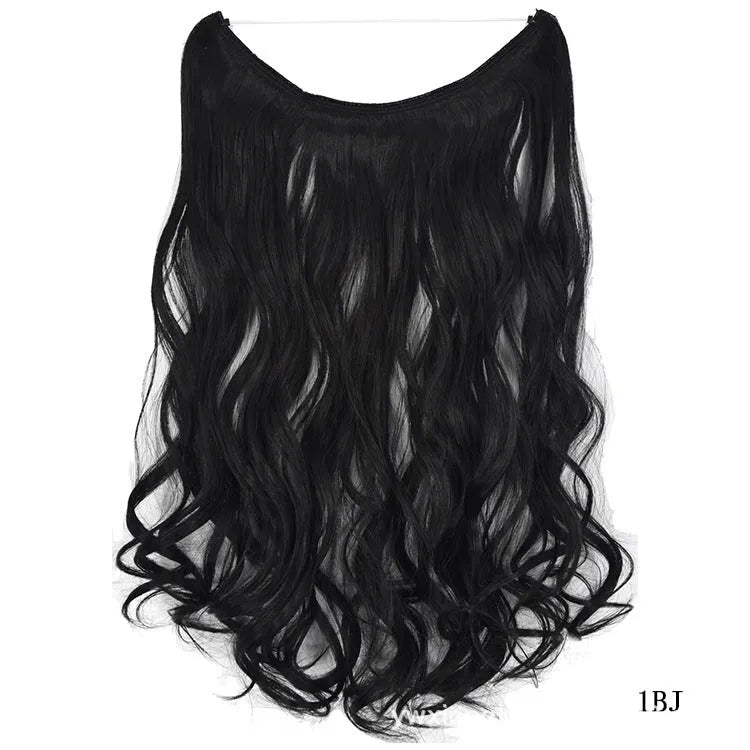 22 inch invisible wire hair extension, silky straight synthetic, 55cm long, 80g, no clips
