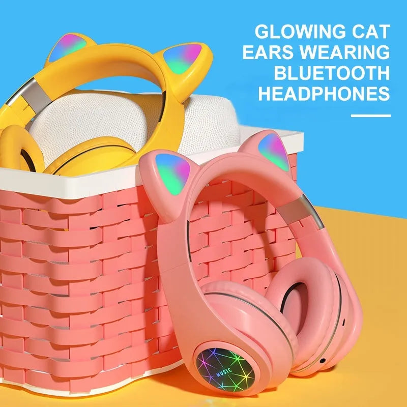 Cat ear wireless Bluetooth sports headset in six colour options with head-mounted design