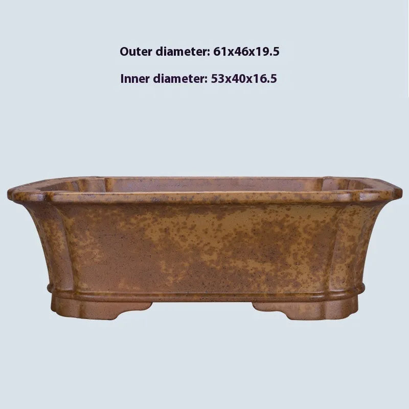 Purple sand rectangular segment mud flowerpot in modern style for floor-standing indoor use.