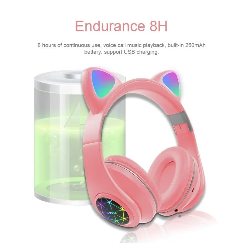 Cat ear wireless Bluetooth sports headset in six colour options with head-mounted design