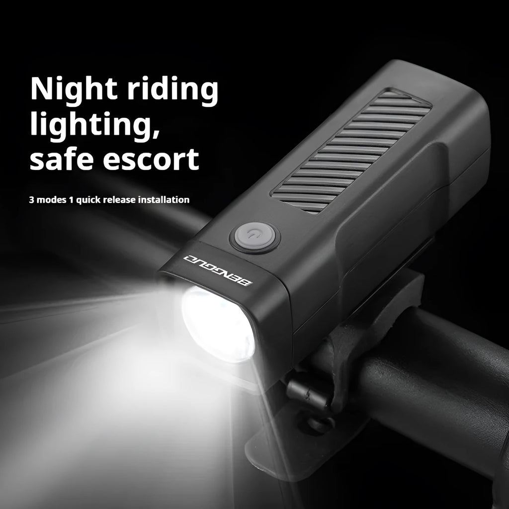 Bicycle headlight with USB charging port and quick release strap bracket