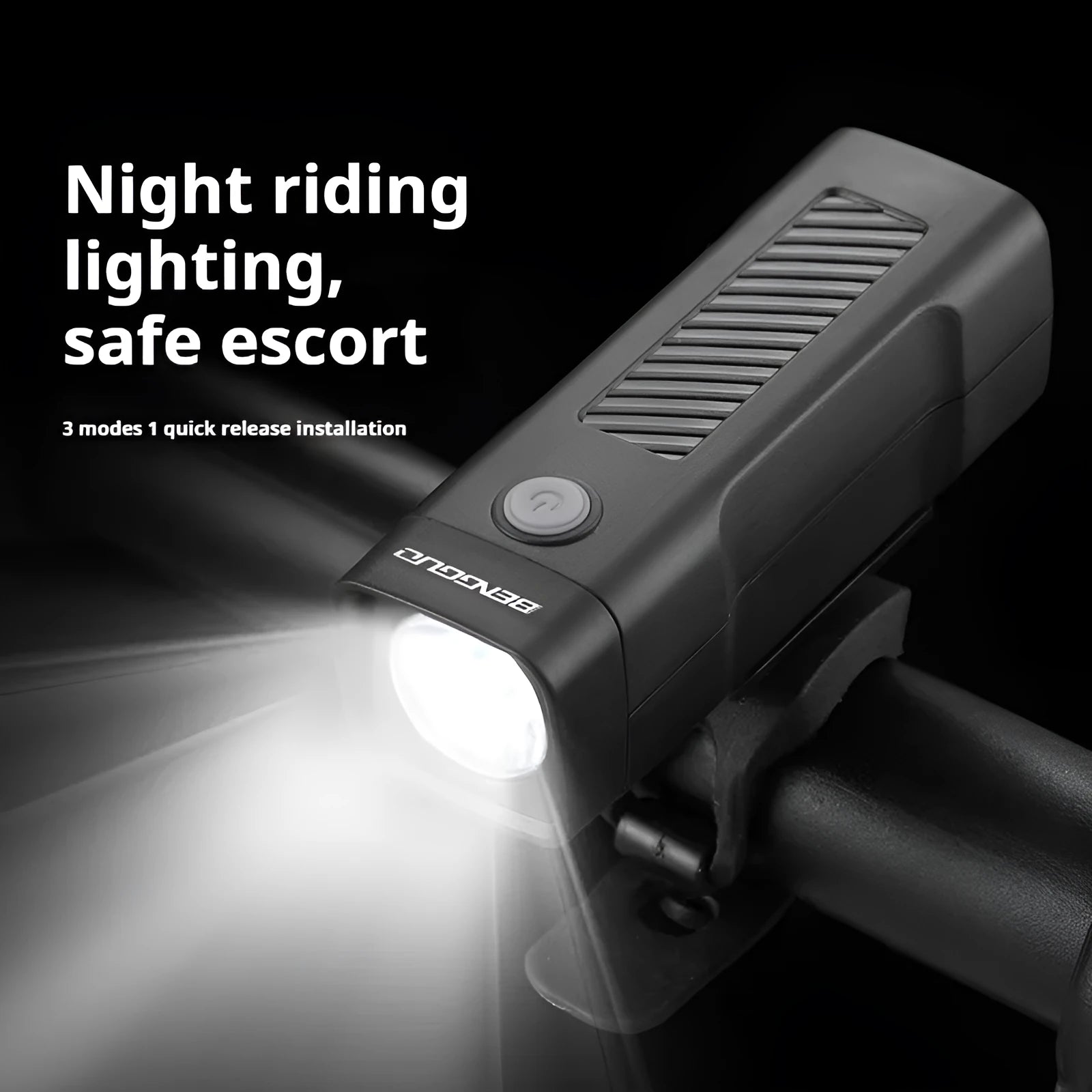 Bicycle headlight with USB charging port and quick release strap bracket