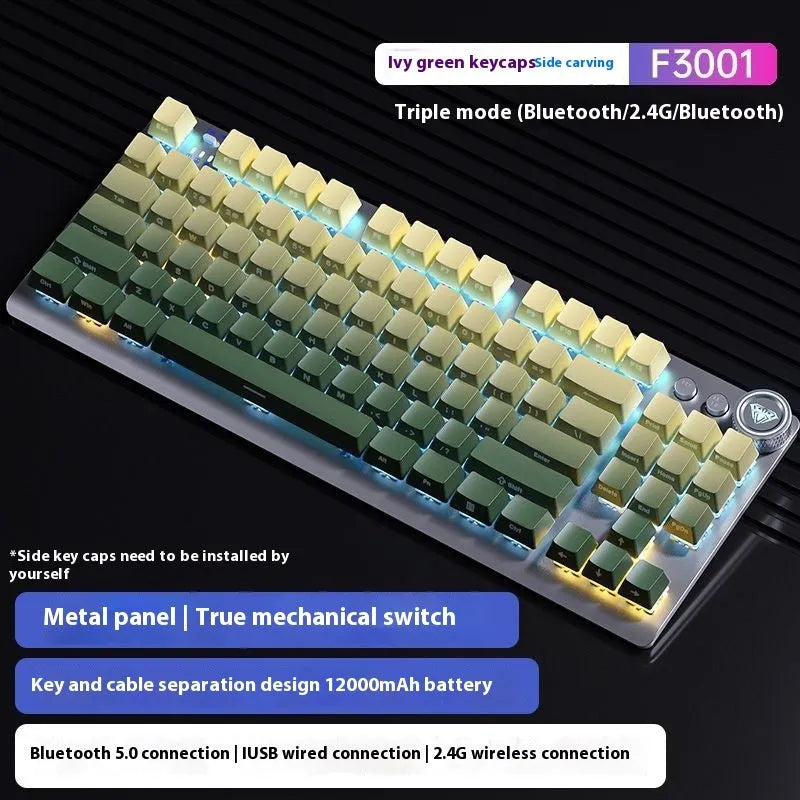 Tarantula wireless mechanical keyboard with side engraving and metal case, showing multiple colour options.