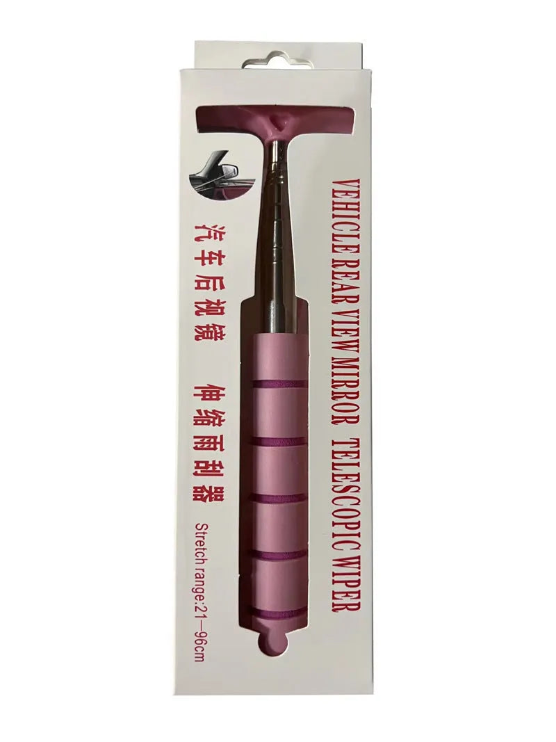 Retractable stainless steel car rearview mirror wiper extending to 100cm with rubber cleaning blade