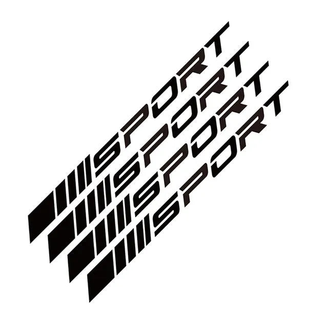 PET car rim stickers 10cm by 0.7cm hollow sports design black red white