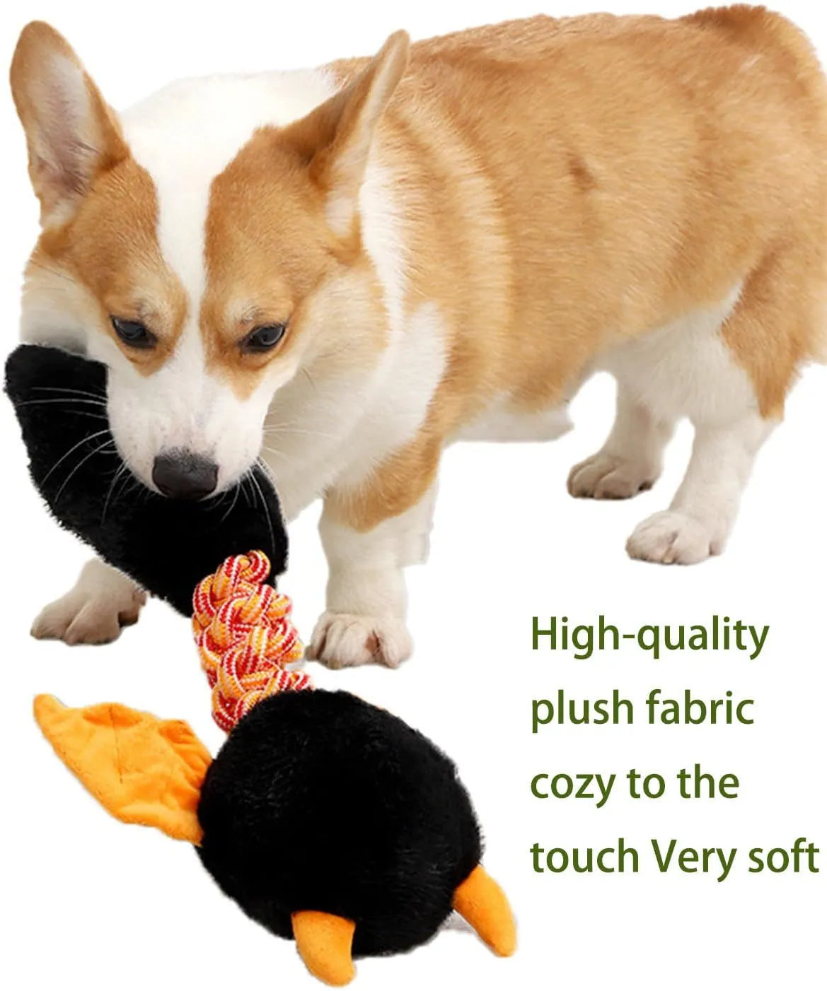 Large black, green, or red plush dog toy with cartoon design, measuring 44 cm, for aggressive chewers.