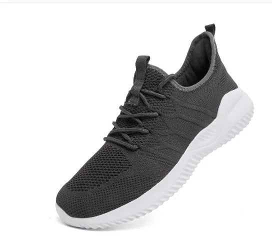 Men's black and white mesh casual sneakers with PVC soles for jogging and outdoor wear