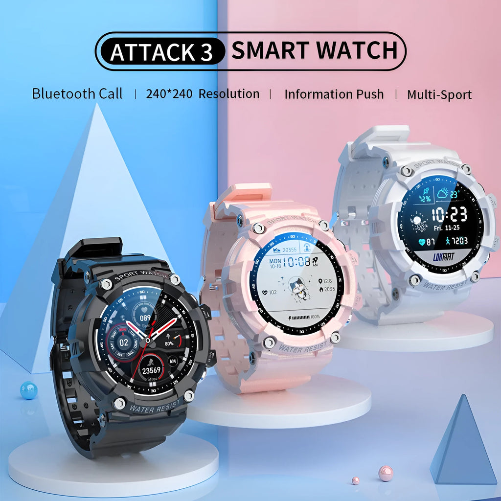 ATTACK 3 IP67 waterproof smart sports watch with round screen and TPU strap
