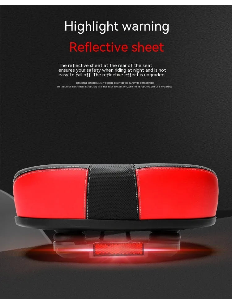 Large red bicycle saddle with shock absorber and PU stitching for mountain bikes
