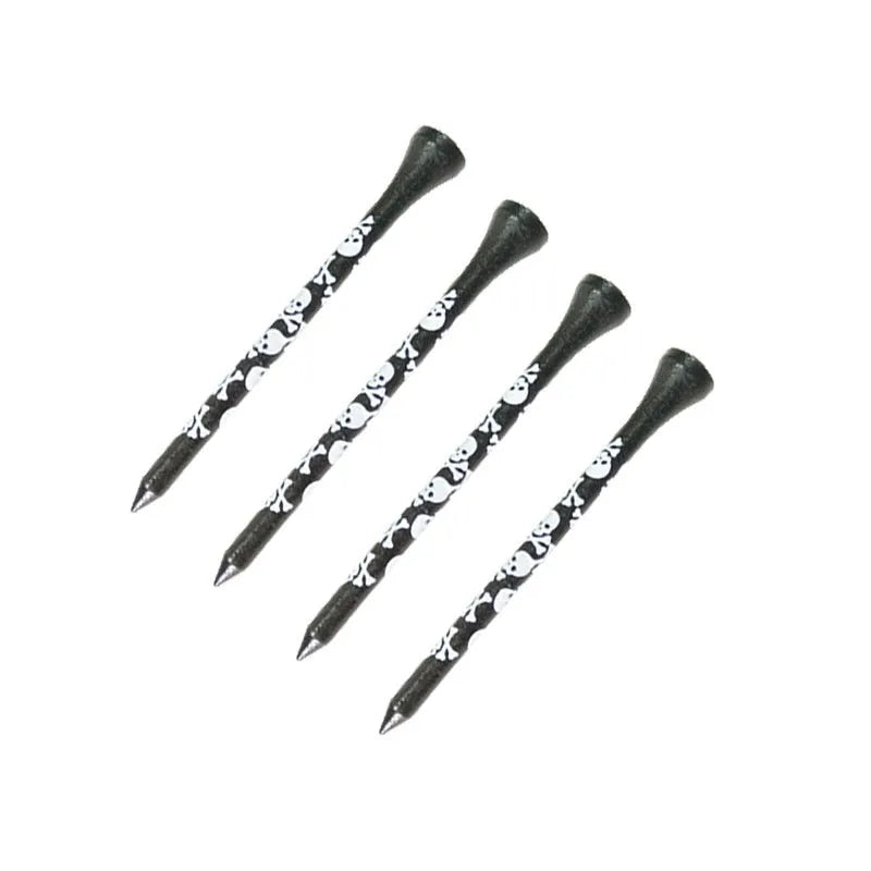 Black skull print bamboo golf dowel pins in 70mm and 83mm length options