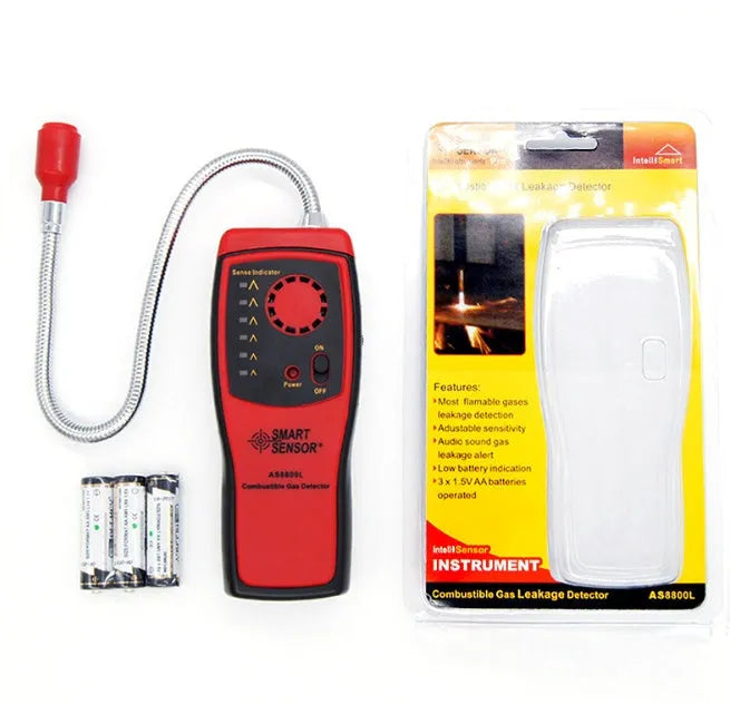 AS8800L portable flammable gas detector with LED indicator lights showing gas concentration levels
