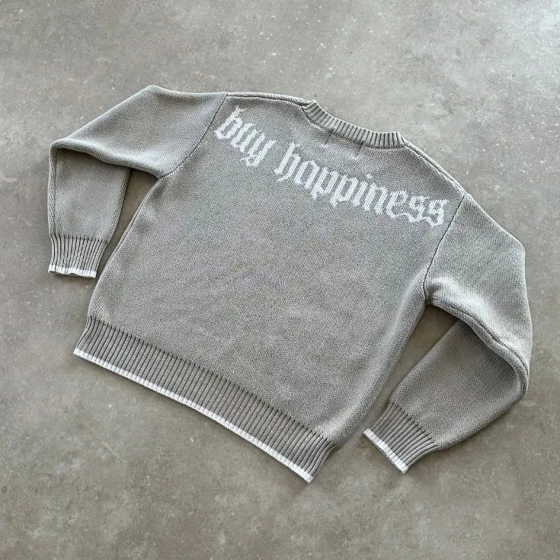 Grey Design Sense jacquard knitwear coat with loose fit and long sleeves