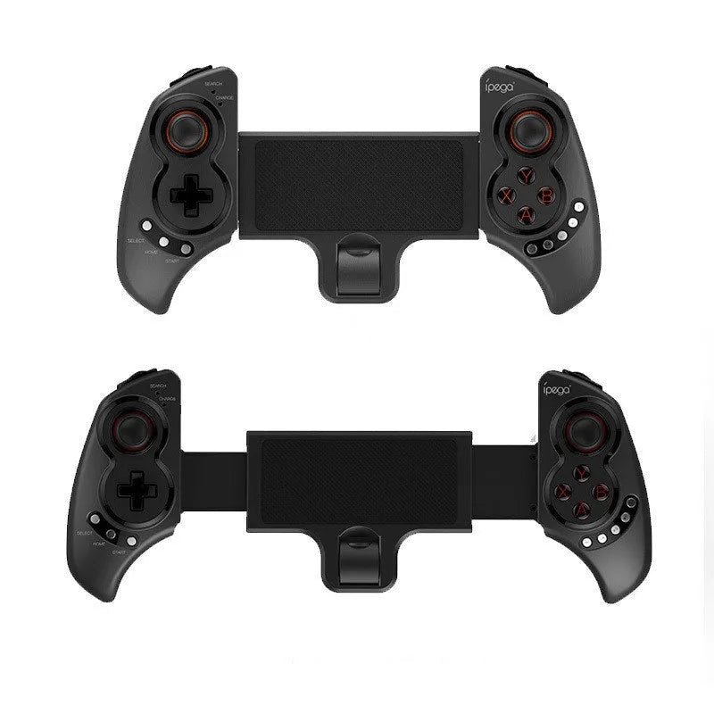 PG-9023 wireless telescopic game controller extended to hold a mobile phone