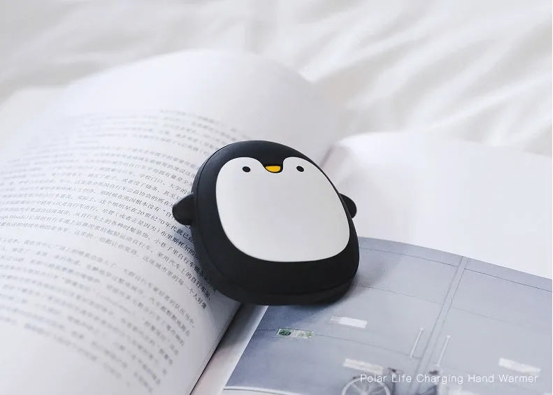 Cute cartoon penguin and polar bear design USB rechargeable electric hand warmer and power bank