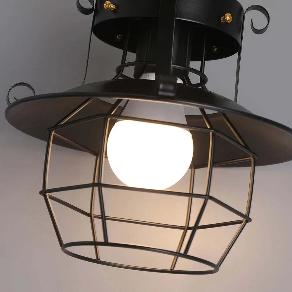 Iron retro single-head lantern droplight pendant lamp for restaurant or corridor.