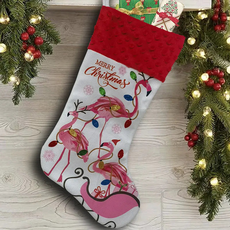 Cloth Christmas stocking decoration with American style design measuring 46cm by 28cm