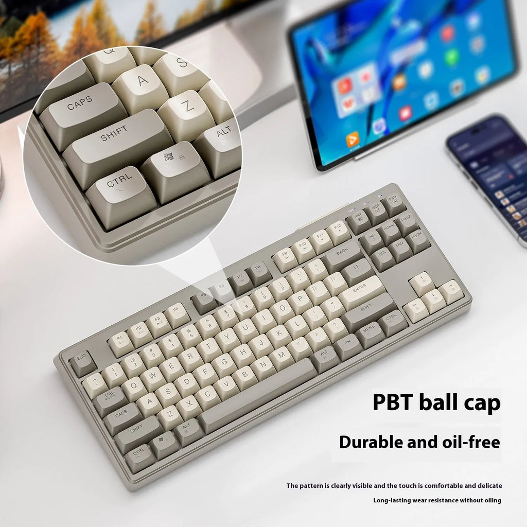Wireless Bluetooth dual mode mechanical feeling keyboard with compact design and USB receiver
