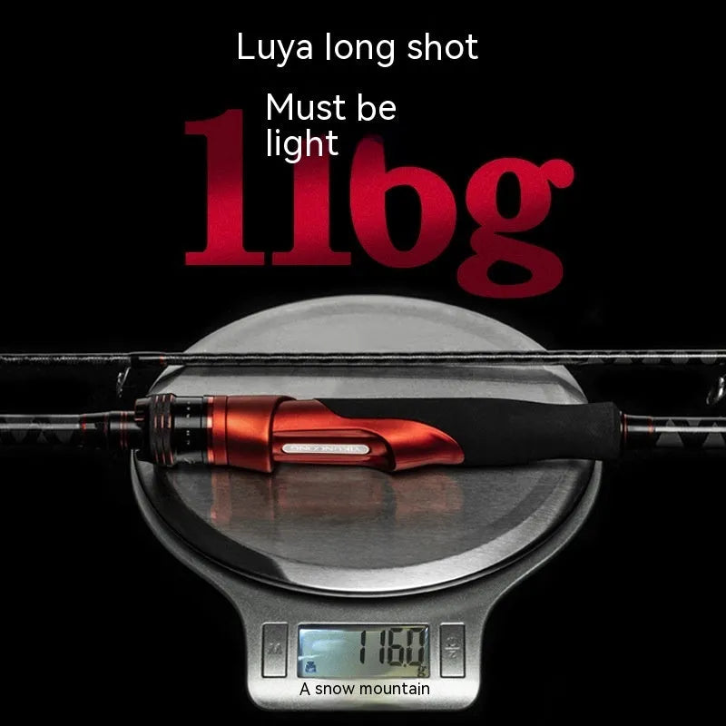 Carbon fishing rod with choice of straight handle or pikestaff style for light lure fishing.