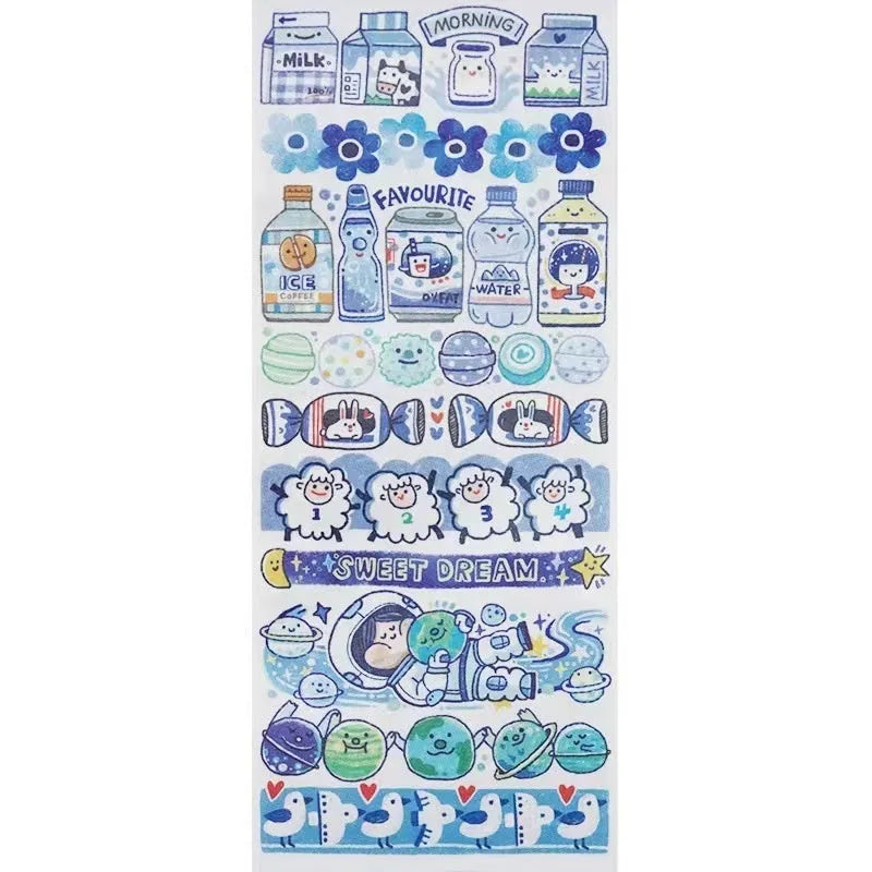 Cute character stickers for haemorrhoid tape packaging on Japanese paper