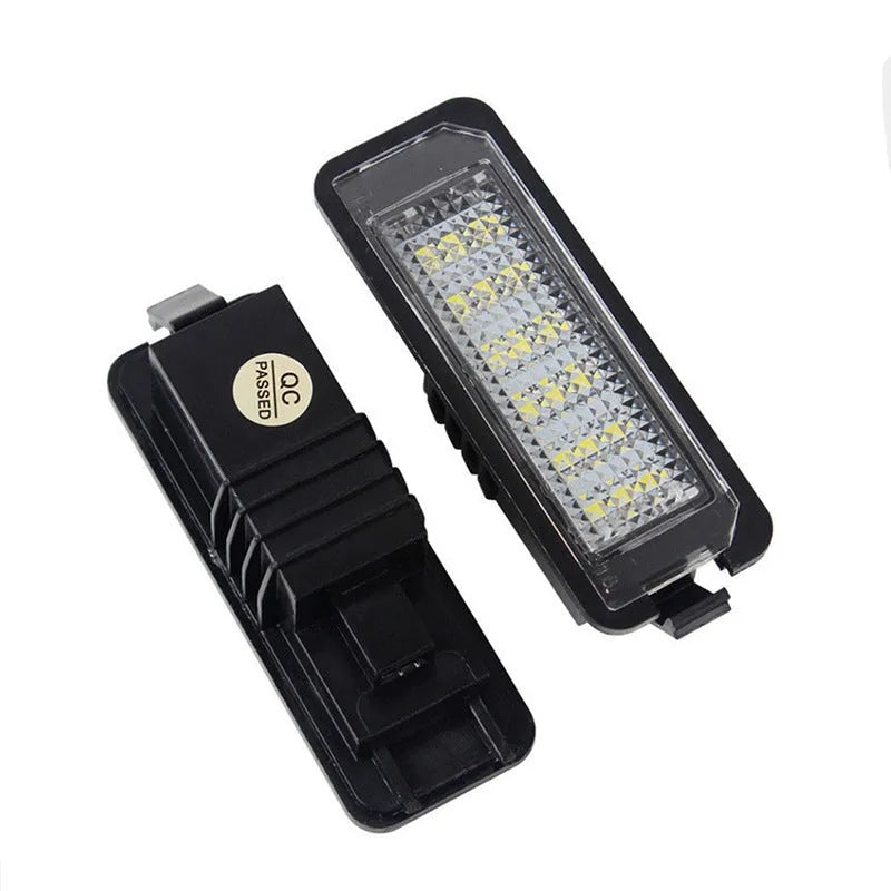 Volkswagen LED licence plate light unit for Golf, Polo, Phaeton models with plug connector.