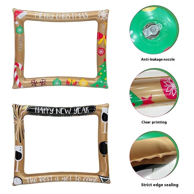 Christmas inflatable photo frame PVC prop for festive photography and interactive play