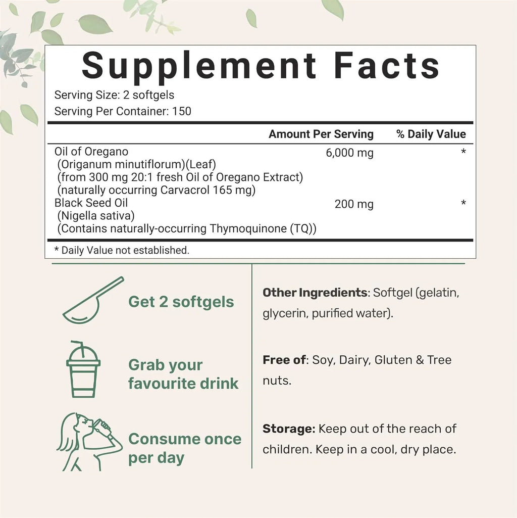 Pack of Butter Black Seed Oil Soft Gelatine Capsules, showing 180 or 300 count option.