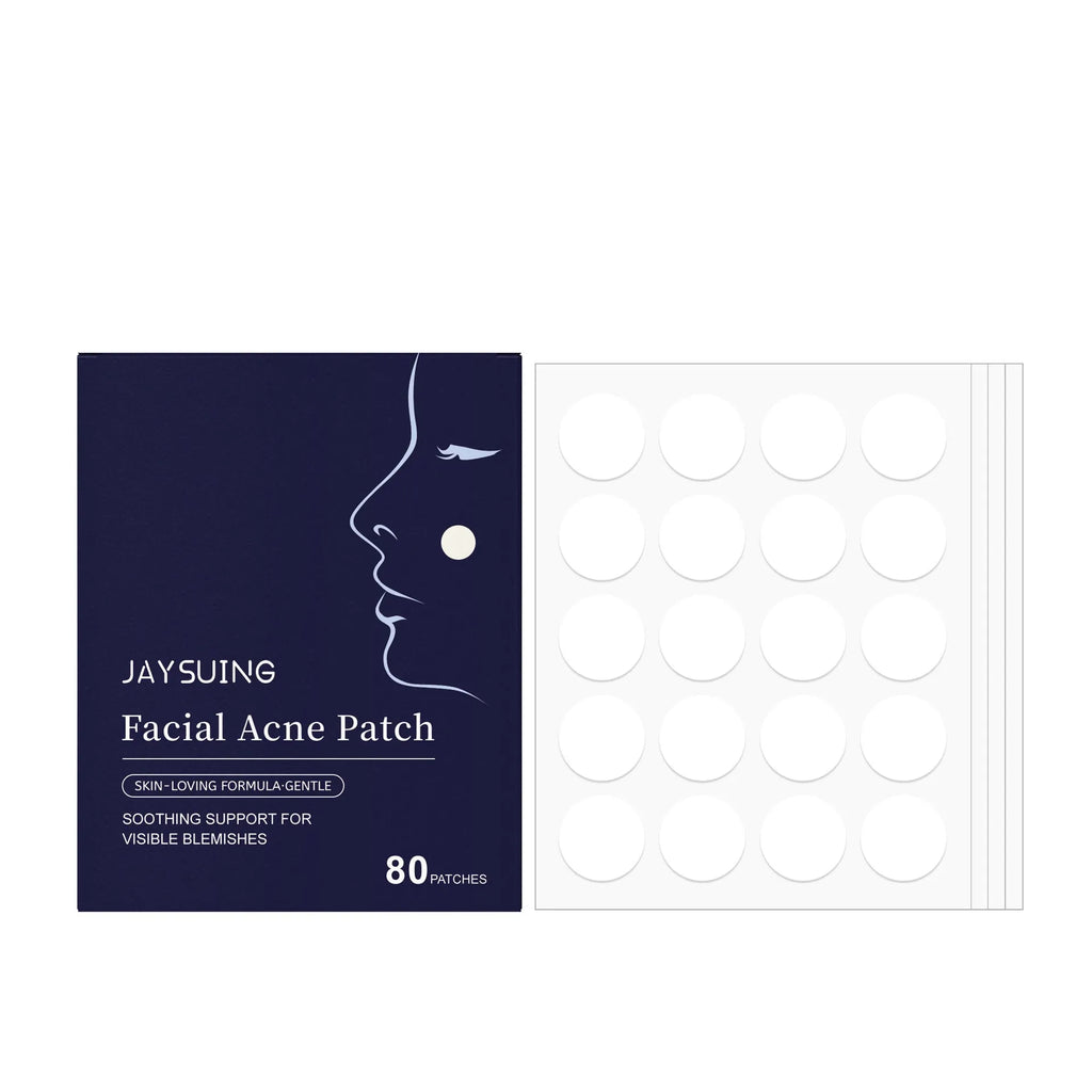 Pack of 80 transparent hydrocolloid acne patches for facial blemish treatment