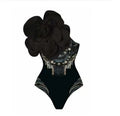 One-piece swimsuit with 3D flower detailing in nylon fabric for swimming