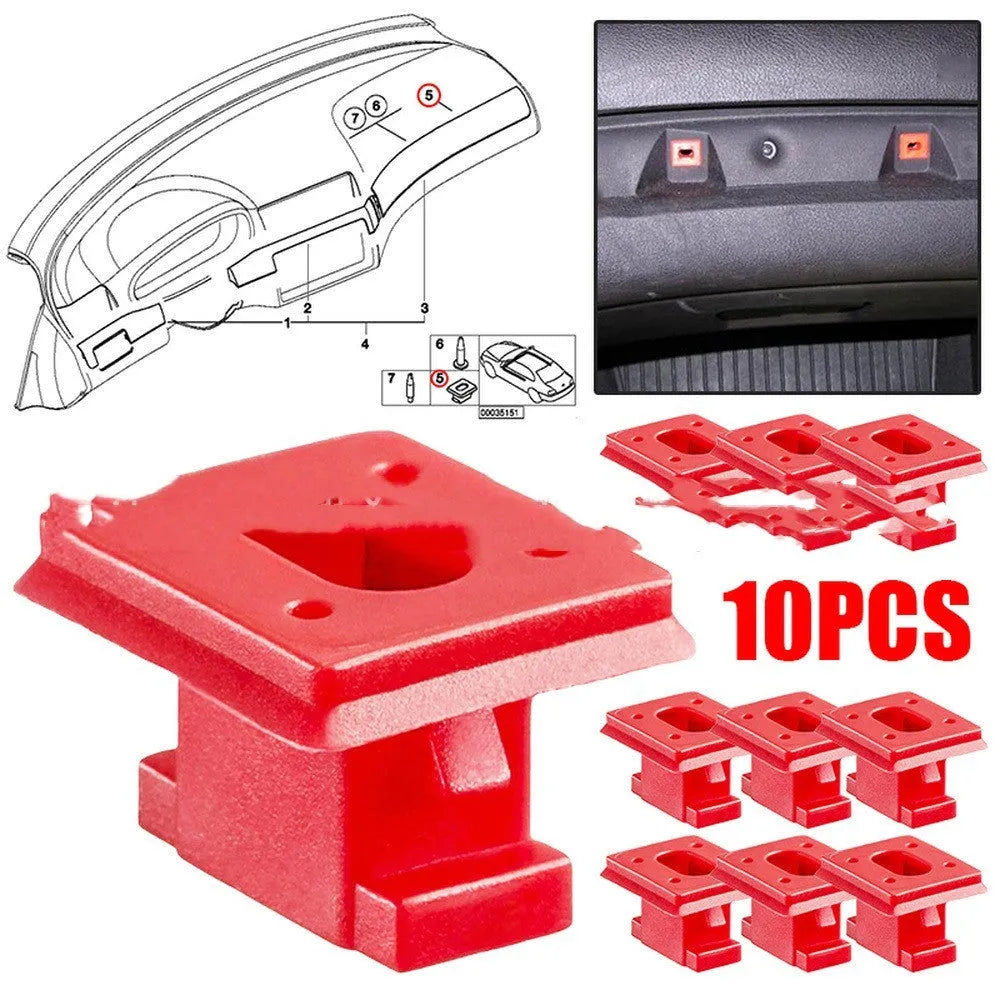Pack of black plastic BMW interior door trim panel replacement snap clips.