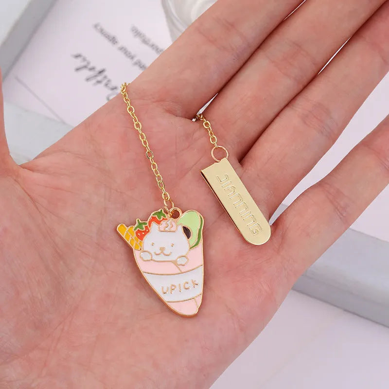 Jane Lime Foodie Cute Pet Cat metal bookmark with PVC film in one of four cartoon designs.