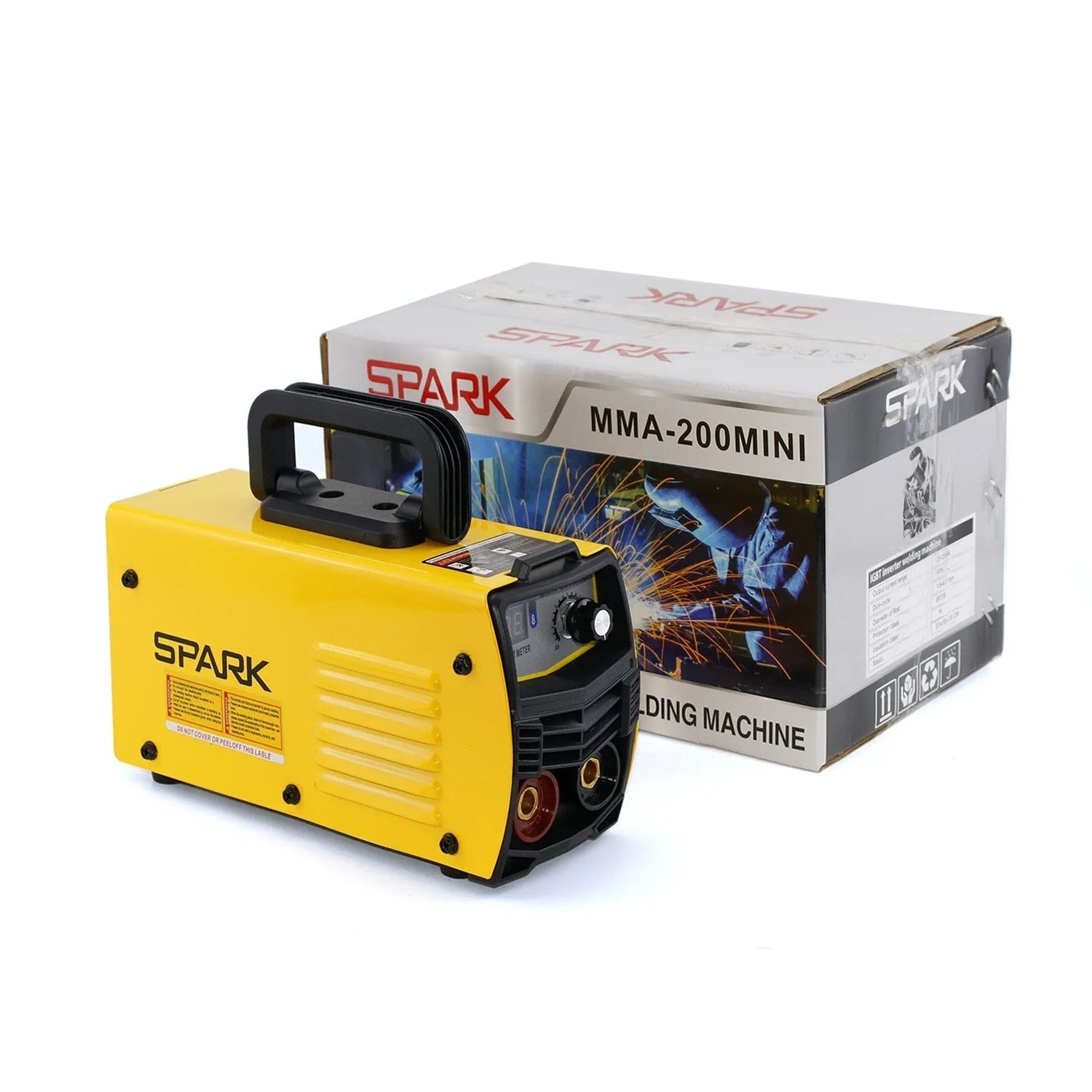 MMA-200MIN household DC welding machine with welding tongs, grounding clamp, face shield and brush hanger