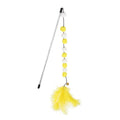 31cm long cat teaser toy rod with colourful pompon feather head and bell