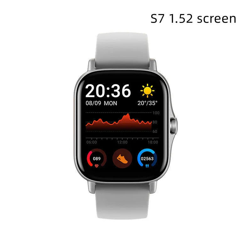 GT20 smartwatch with black alloy case and silicone band showing 1.75-inch touch screen display