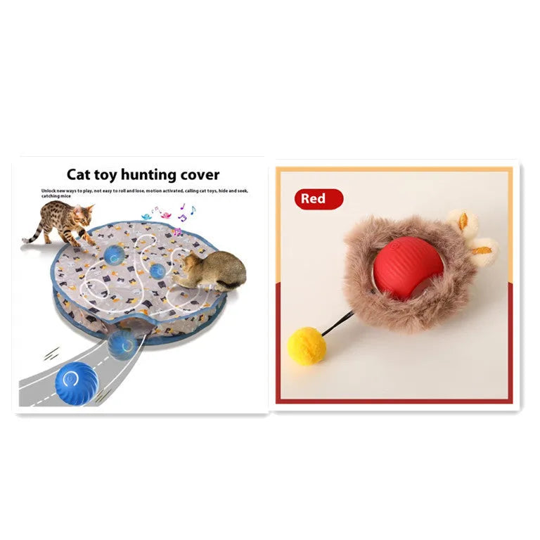 Self-moving silicone cat rolling ball toy in multiple colour options