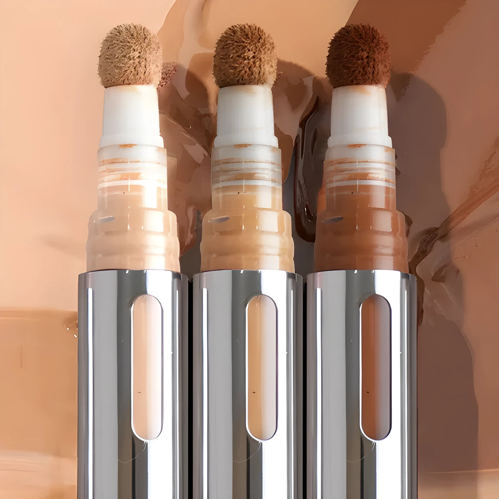 A standard specification concealer pen showing its tip, labelled with 24 colour options for contouring.