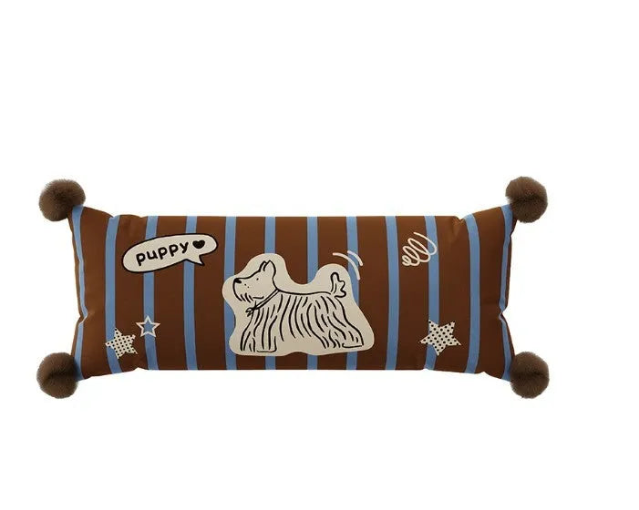 Blue cartoon animal decorative cushion pillow on a grey sofa with a removable cover.