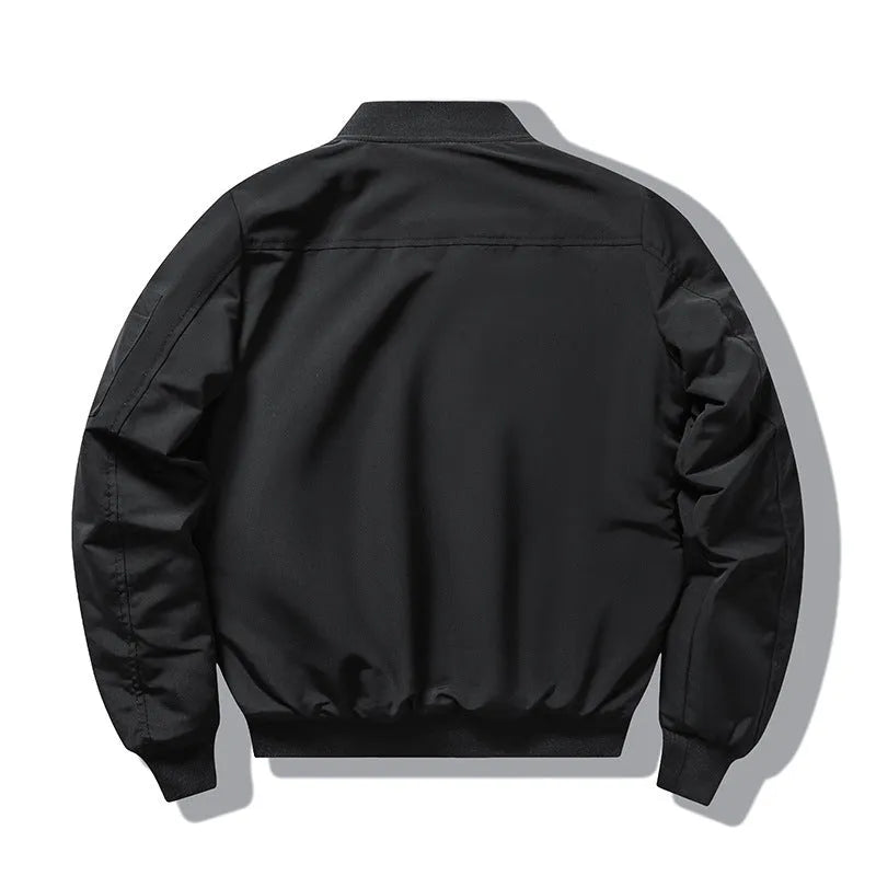 Men's slim-fit stand collar Harley retro embroidery cotton-padded coat in black.