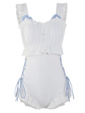 Women's milky white backless one-piece swimsuit made of nylon with polyester lining
