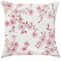 Square short velvet cushion cover with cherry blossom and letter design in 45x45cm size.