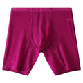 Men's white lace boxer shorts showing transparent knitted nylon construction and mid-waist design